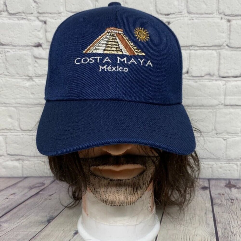 Costa Maya Mexico Baseball Hat Cap Strap Back Navy Blue Embroidered Logo Tourist